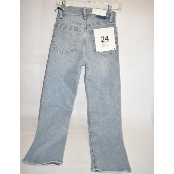 RE/DONE CLASSIC 70S STOVE PIPE HIGH RISE STRAIGHT LEG CROPPED JEAN BLUE 24